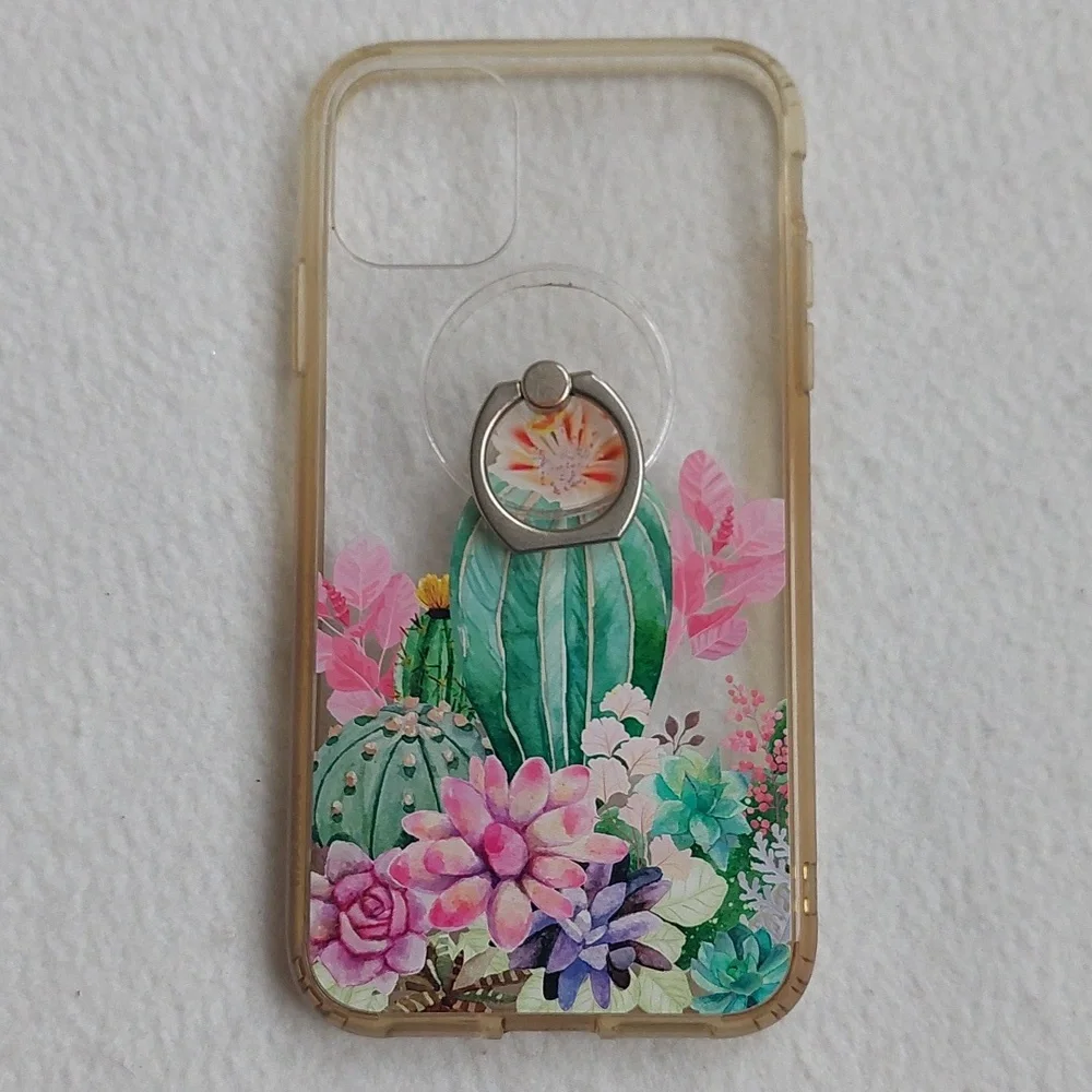 SOKAD Floral Cactus Phone Protective Case iPhone11 Cover with Ring Holder NWOT
